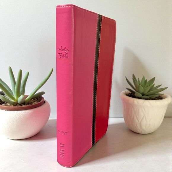 Busy Mom’s Bible New International Version 2011 NIV Pink Red Leather Soft Daily - Picture 1 of 16